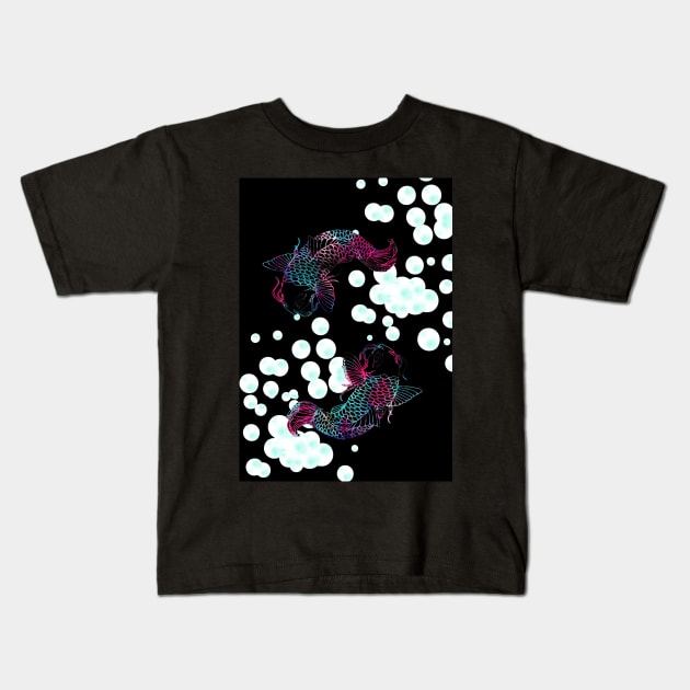Koi fish Kids T-Shirt by RosaliArt